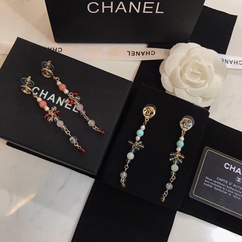 Chanel Long Earrings Gold Tone For Women
