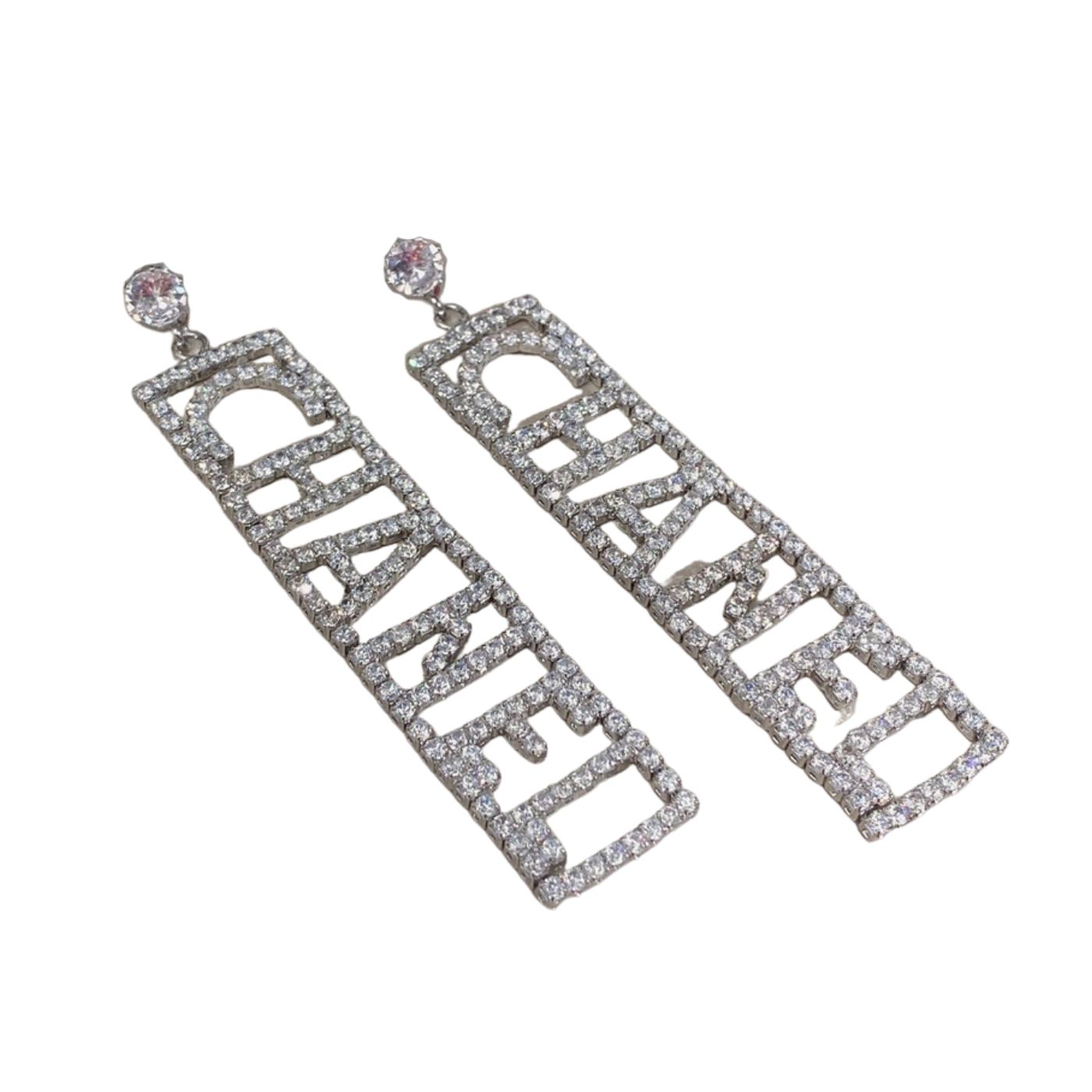 Chanel Long Stud Earrings Silver For Women