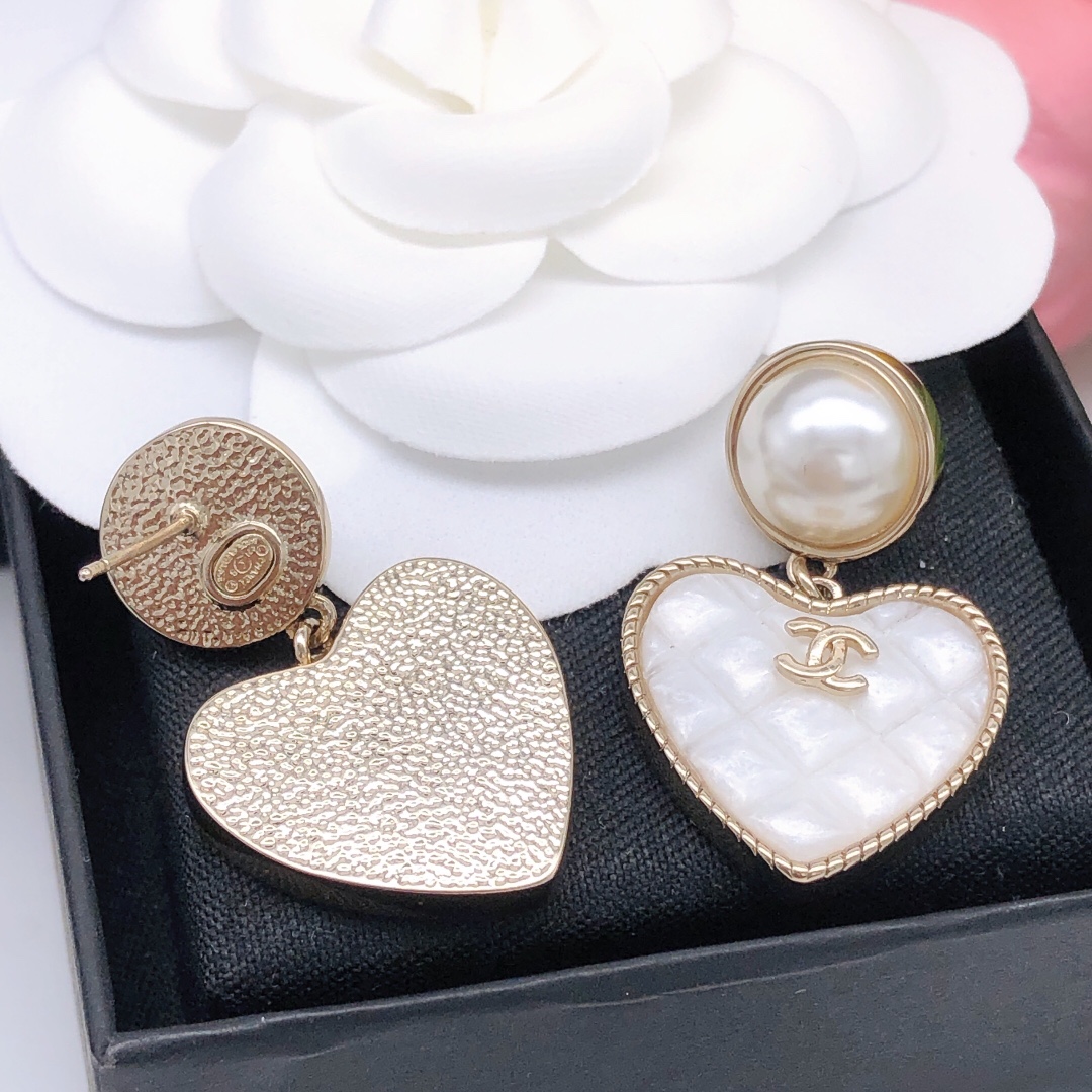 Chanel Love Heart Earrings White For Women
