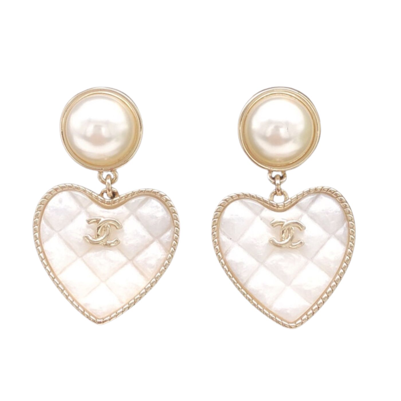 Chanel Love Heart Earrings White For Women
