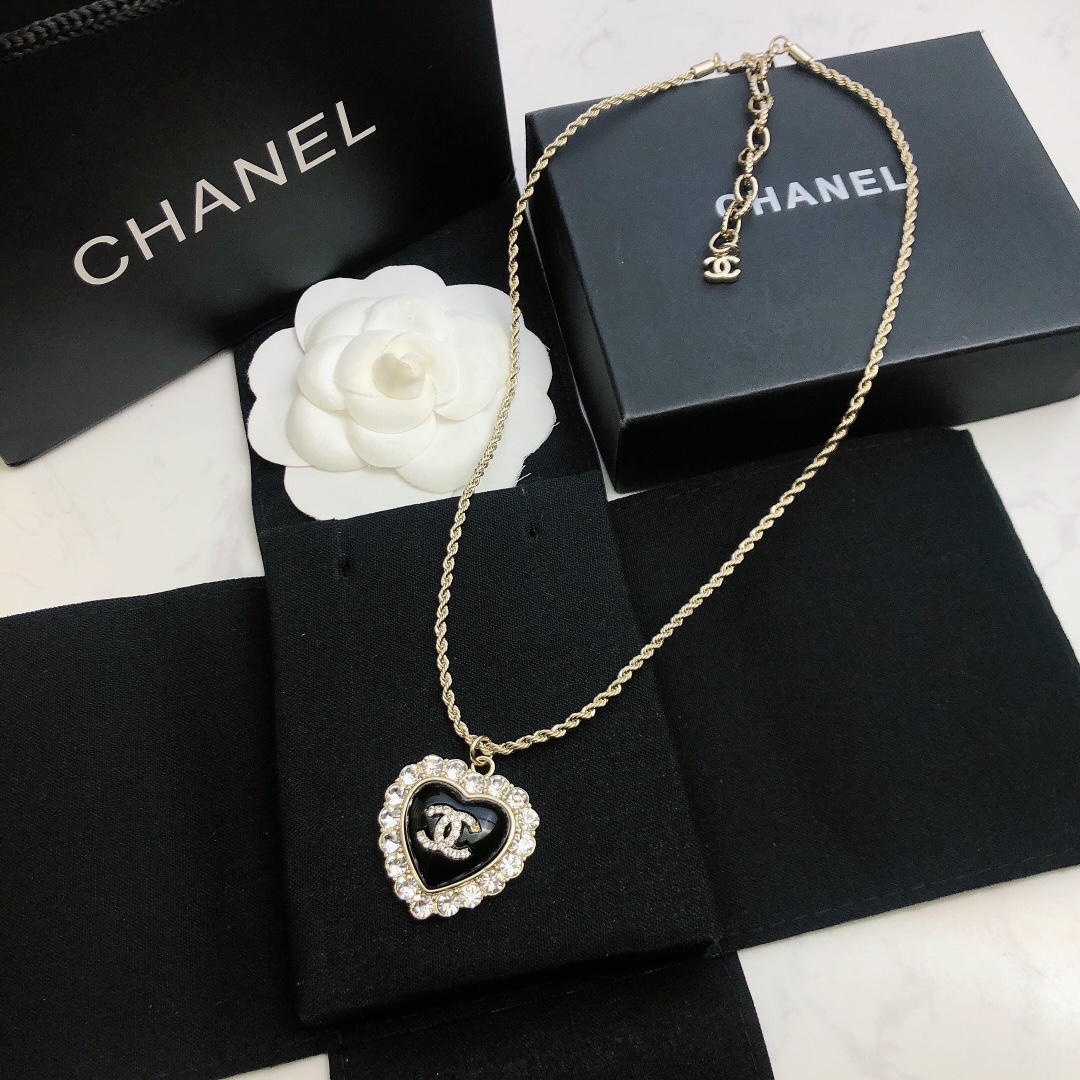 Chanel Love Necklace Black For Women