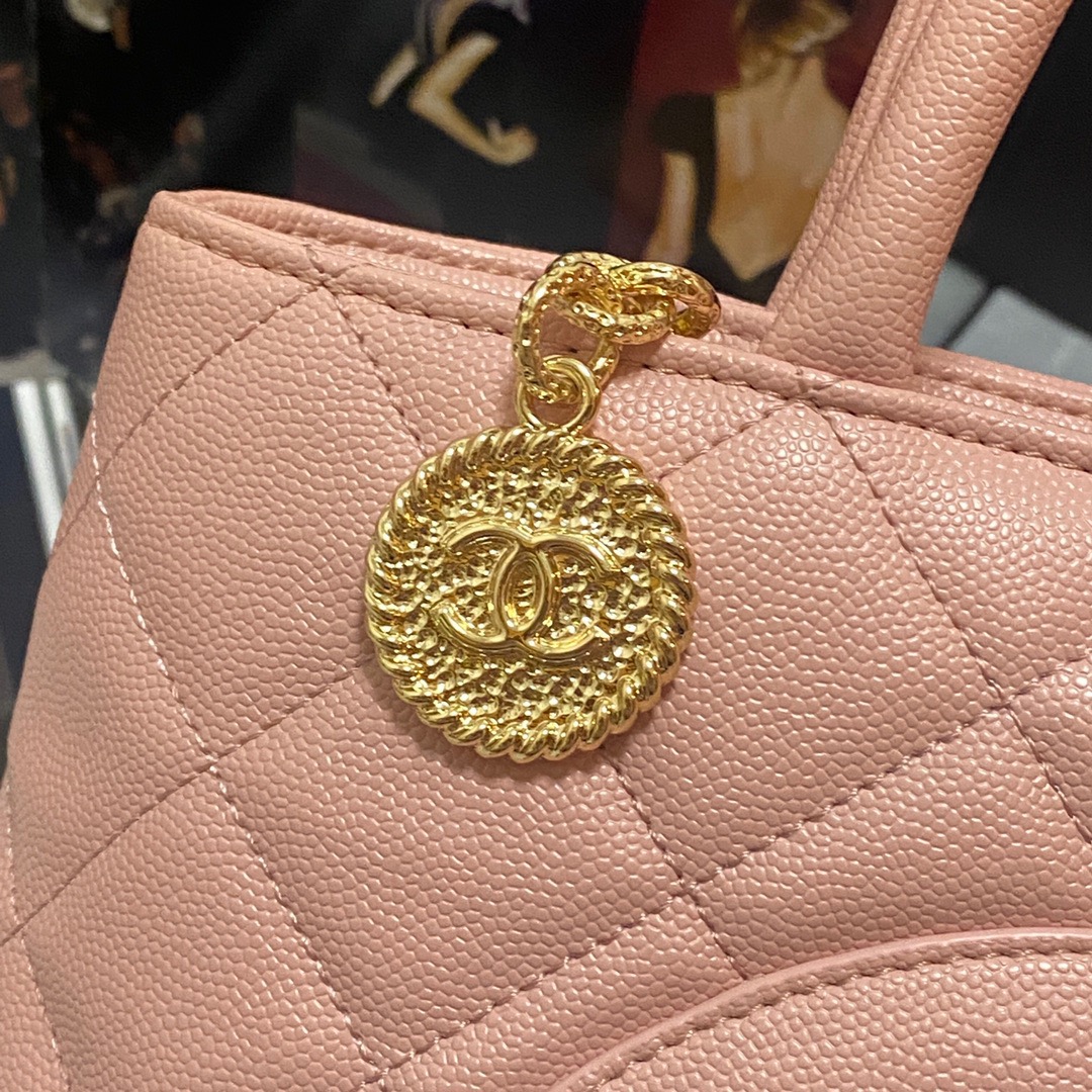 Chanel Medallion Tote Gold Hardware Caviar Pink For Women, Women’s Handbags, Shoulder Bags 15.6in/32cm 