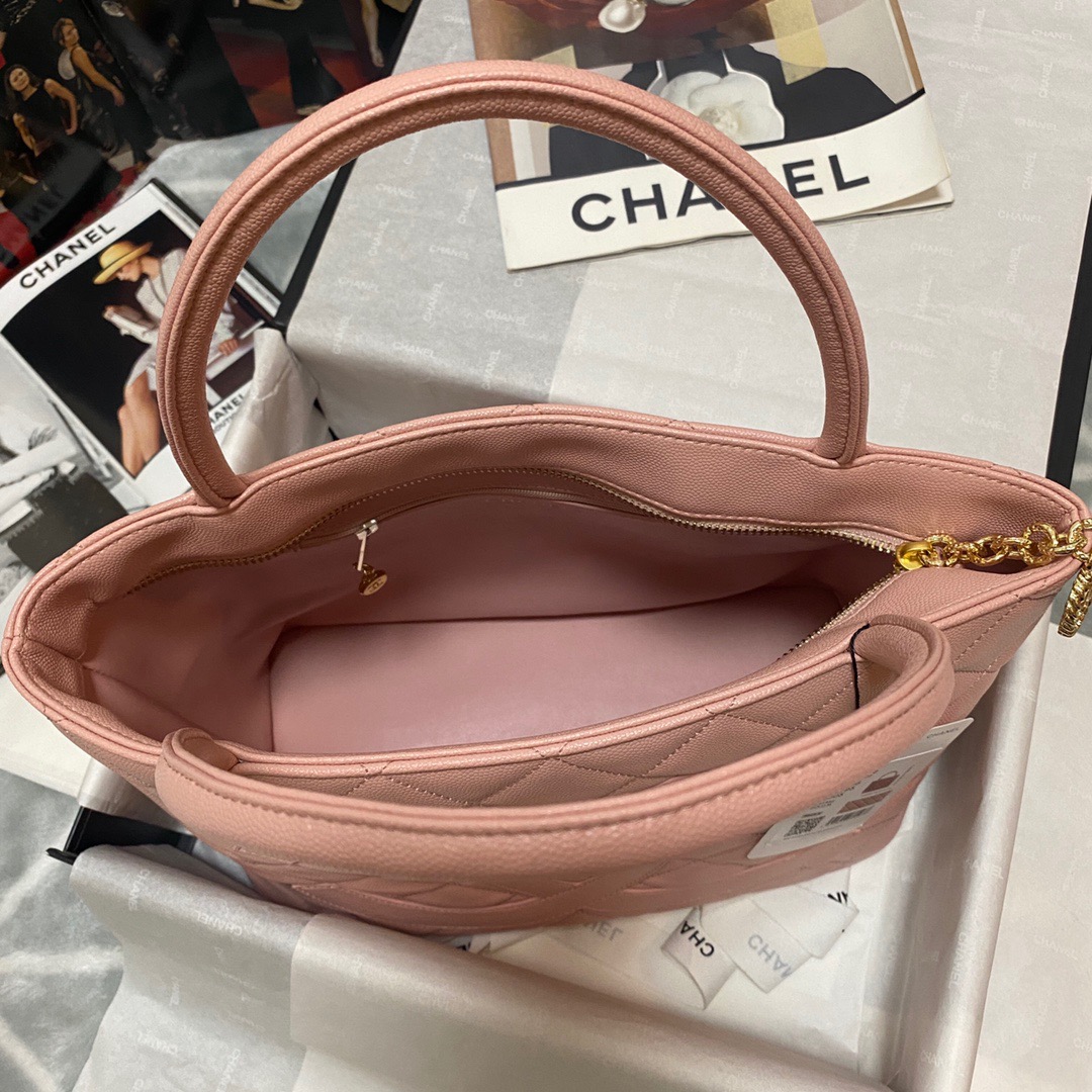 Chanel Medallion Tote Gold Hardware Caviar Pink For Women, Women’s Handbags, Shoulder Bags 15.6in/32cm 
