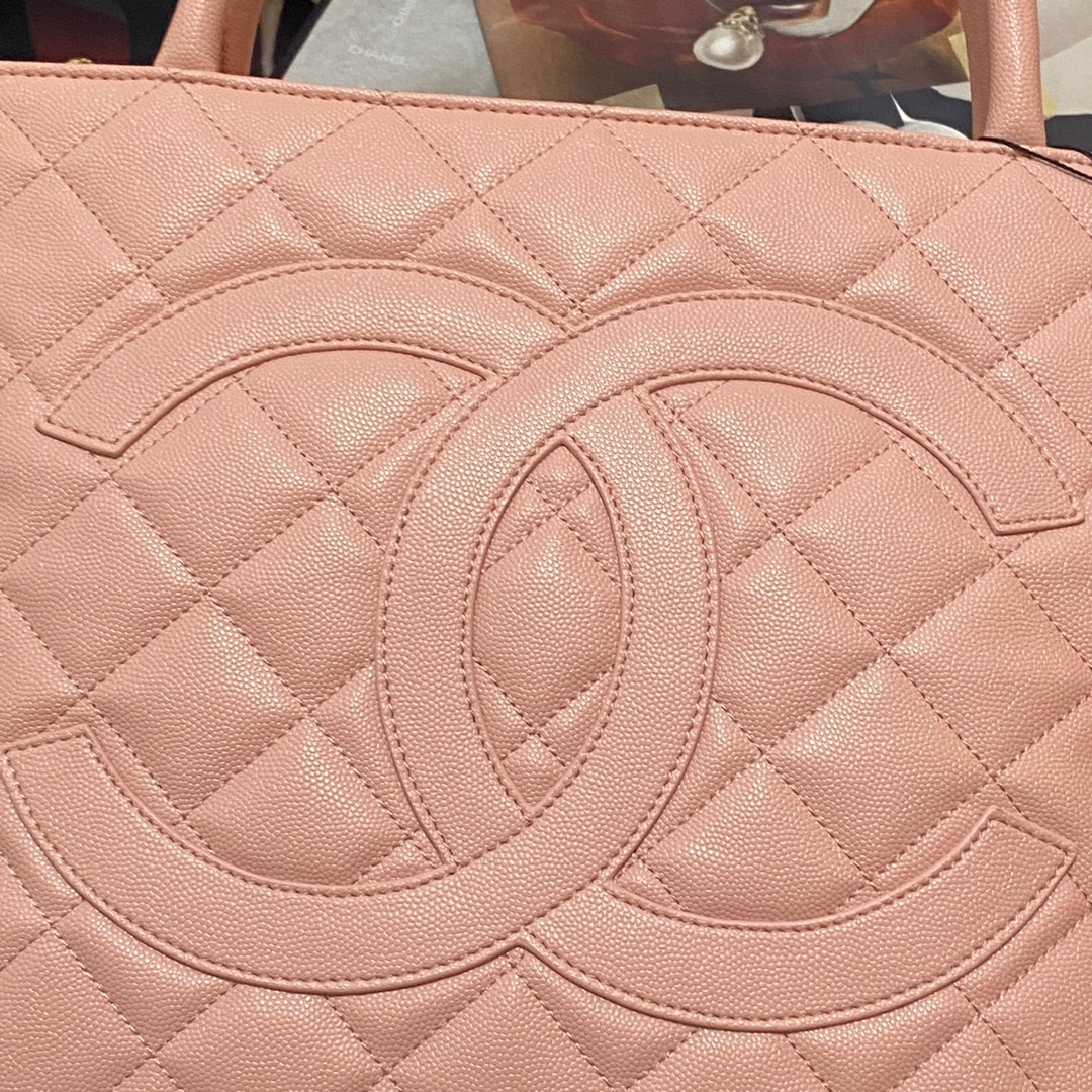 Chanel Medallion Tote Gold Hardware Caviar Pink For Women, Women’s Handbags, Shoulder Bags 15.6in/32cm 