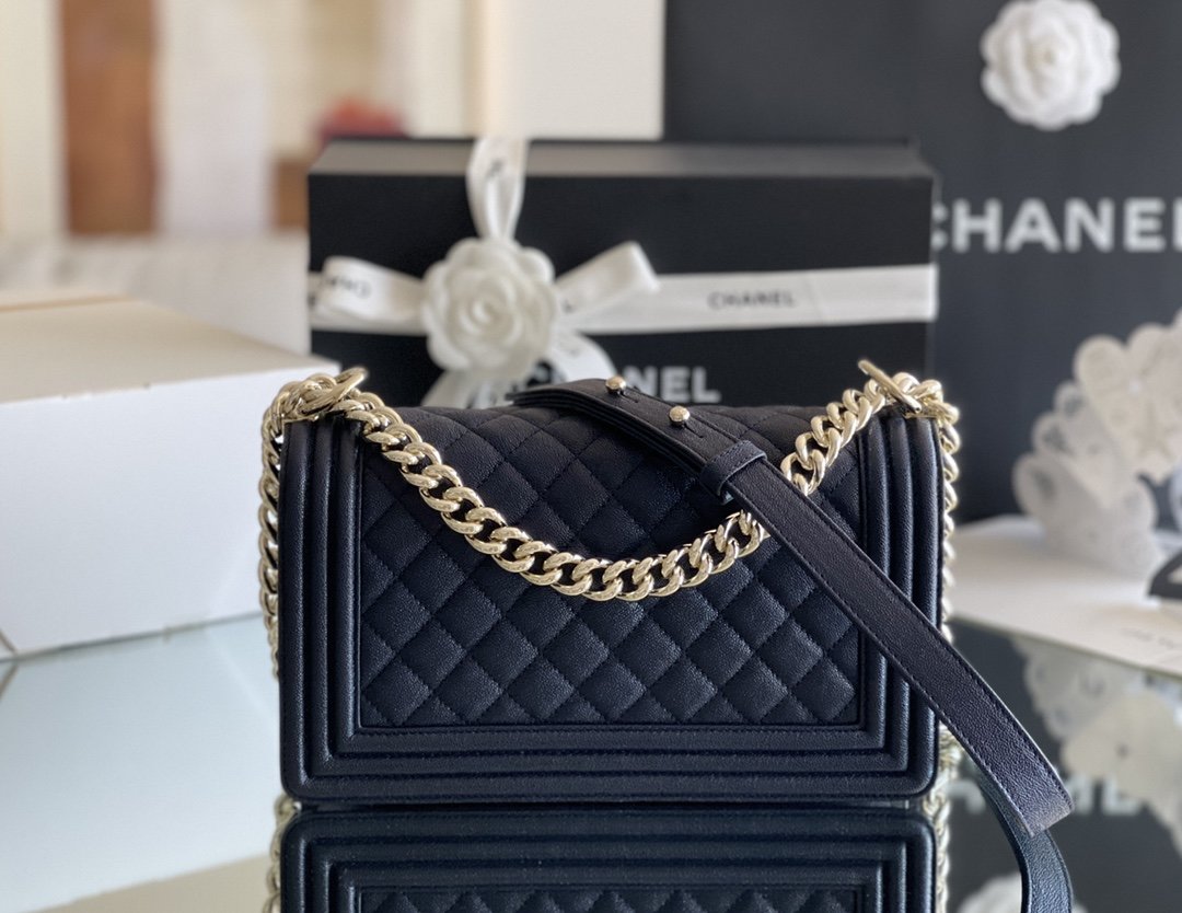 Chanel Medium Boy Handbag Dark Blue For Women 9.8in/25cm