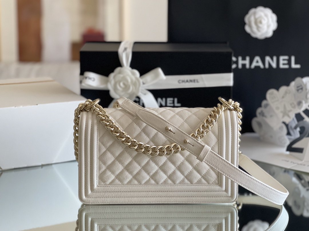 Chanel Medium Classic Flap Bag 25cm White For Women