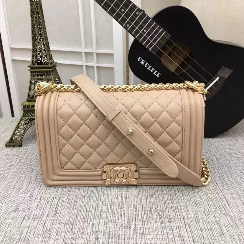 Chanel Medium Classic Handbag Yellowish Brown For Women, Women’s HandBag, Shoulder And Crossbody Bags 9.8in/25cm