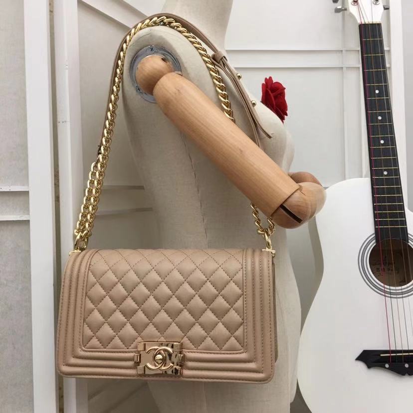 Chanel Medium Classic Handbag Yellowish Brown For Women, Women’s HandBag, Shoulder And Crossbody Bags 9.8in/25cm
