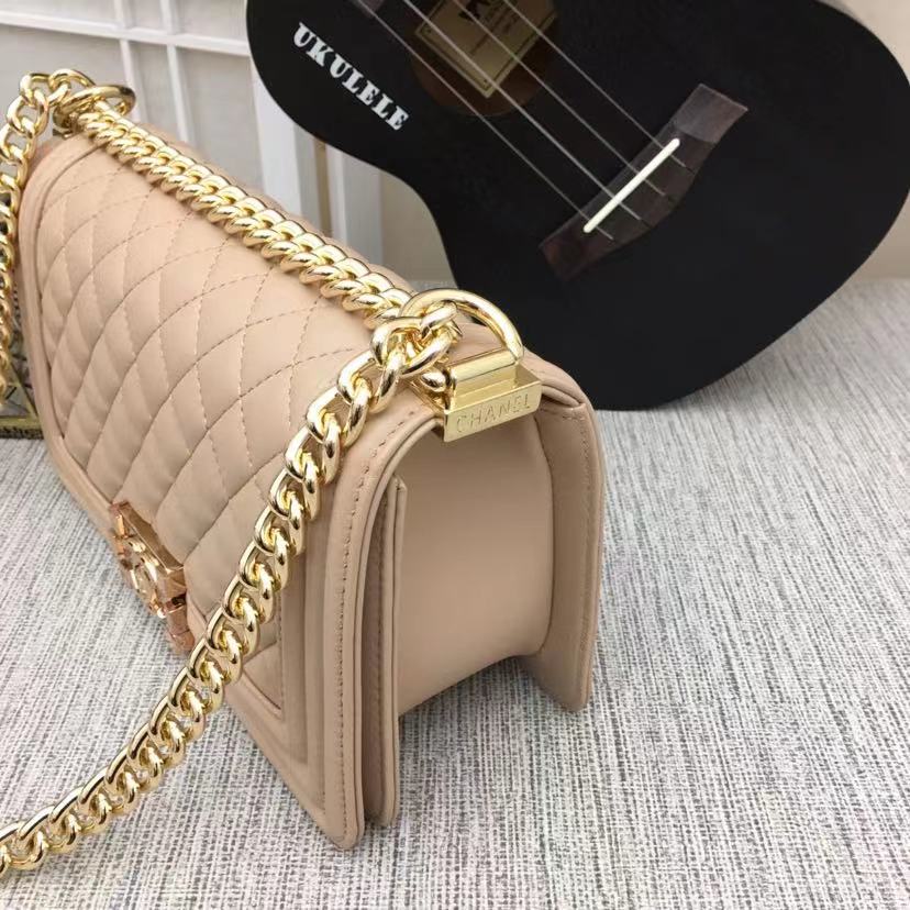 Chanel Medium Classic Handbag Yellowish Brown For Women, Women’s HandBag, Shoulder And Crossbody Bags 9.8in/25cm