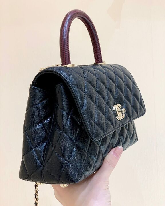 Chanel Medium Flap Bag With Top Handle Navy Blue For Women, Women’s Handbags, Shoulder And Crossbody Bags 9in/23cm