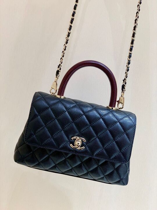 Chanel Medium Flap Bag With Top Handle Navy Blue For Women, Women’s Handbags, Shoulder And Crossbody Bags 9in/23cm
