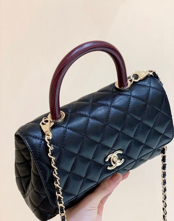 Chanel Medium Flap Bag With Top Handle Navy Blue For Women, Women’s Handbags, Shoulder And Crossbody Bags 9in/23cm