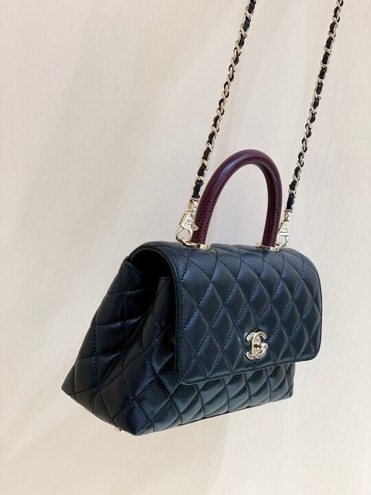 Chanel Medium Flap Bag With Top Handle Navy Blue For Women, Women’s Handbags, Shoulder And Crossbody Bags 9in/23cm