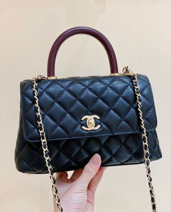 Chanel Medium Flap Bag With Top Handle Navy Blue For Women, Women’s Handbags, Shoulder And Crossbody Bags 9in/23cm