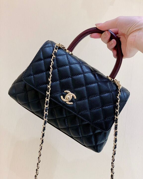 Chanel Medium Flap Bag With Top Handle Navy Blue For Women, Women’s Handbags, Shoulder And Crossbody Bags 9in/23cm