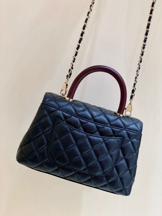 Chanel Medium Flap Bag With Top Handle Navy Blue For Women, Women’s Handbags, Shoulder And Crossbody Bags 9in/23cm