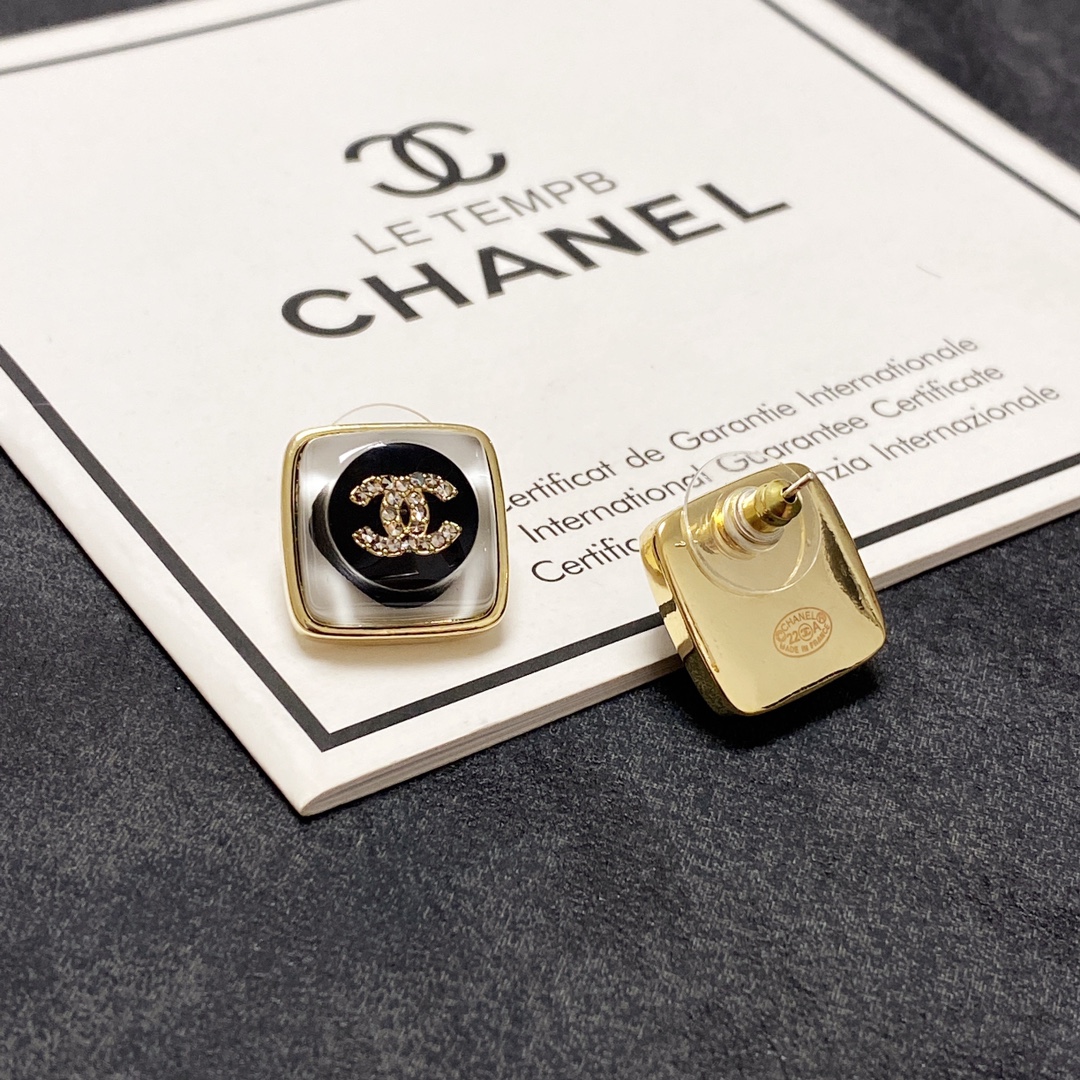 Chanel Micro-Inlaid Diamond Earrings Black For Women