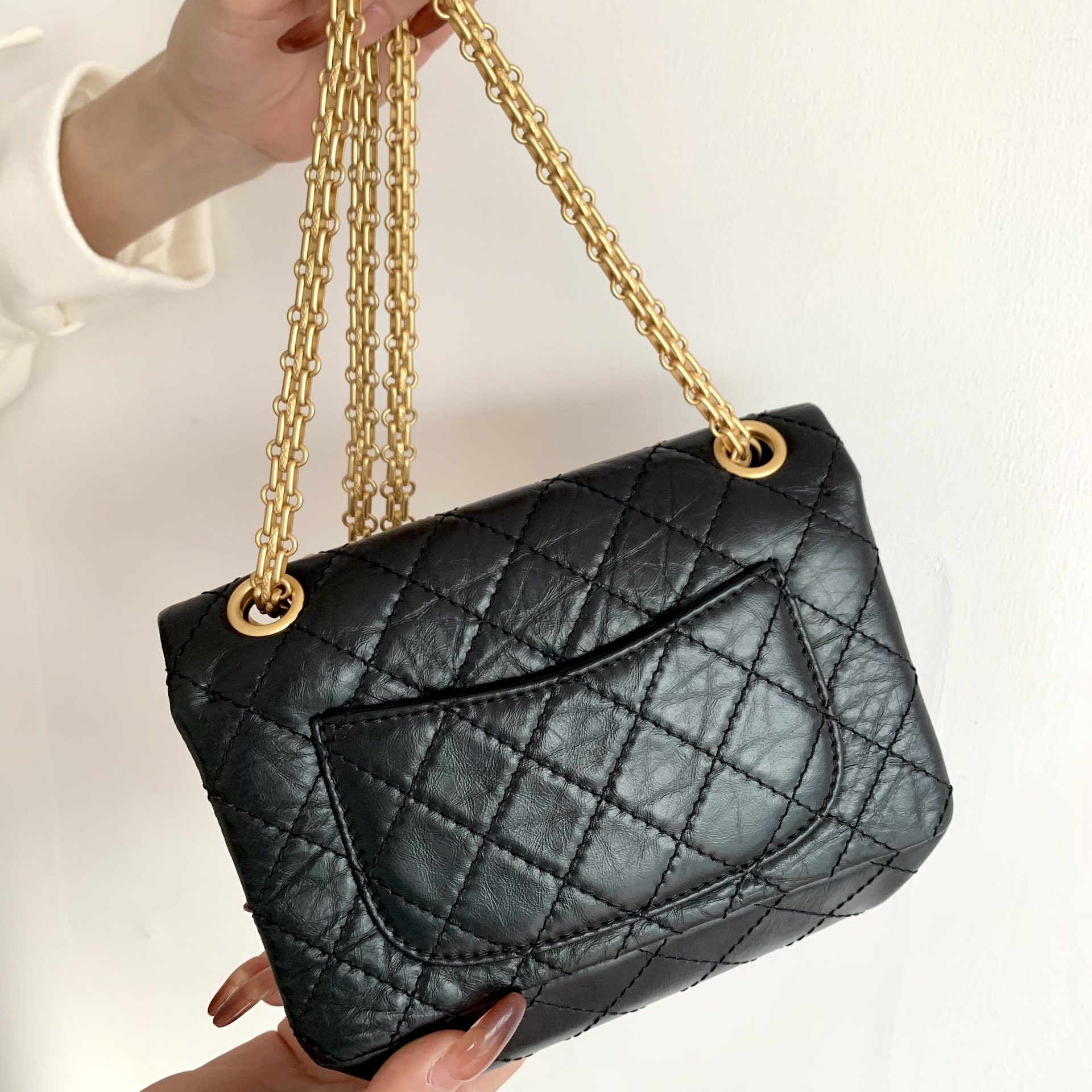 Chanel Mini 2.55 Handbag Black For Women Gold Toned Hardware 7.8in/20cm AS0874 94305