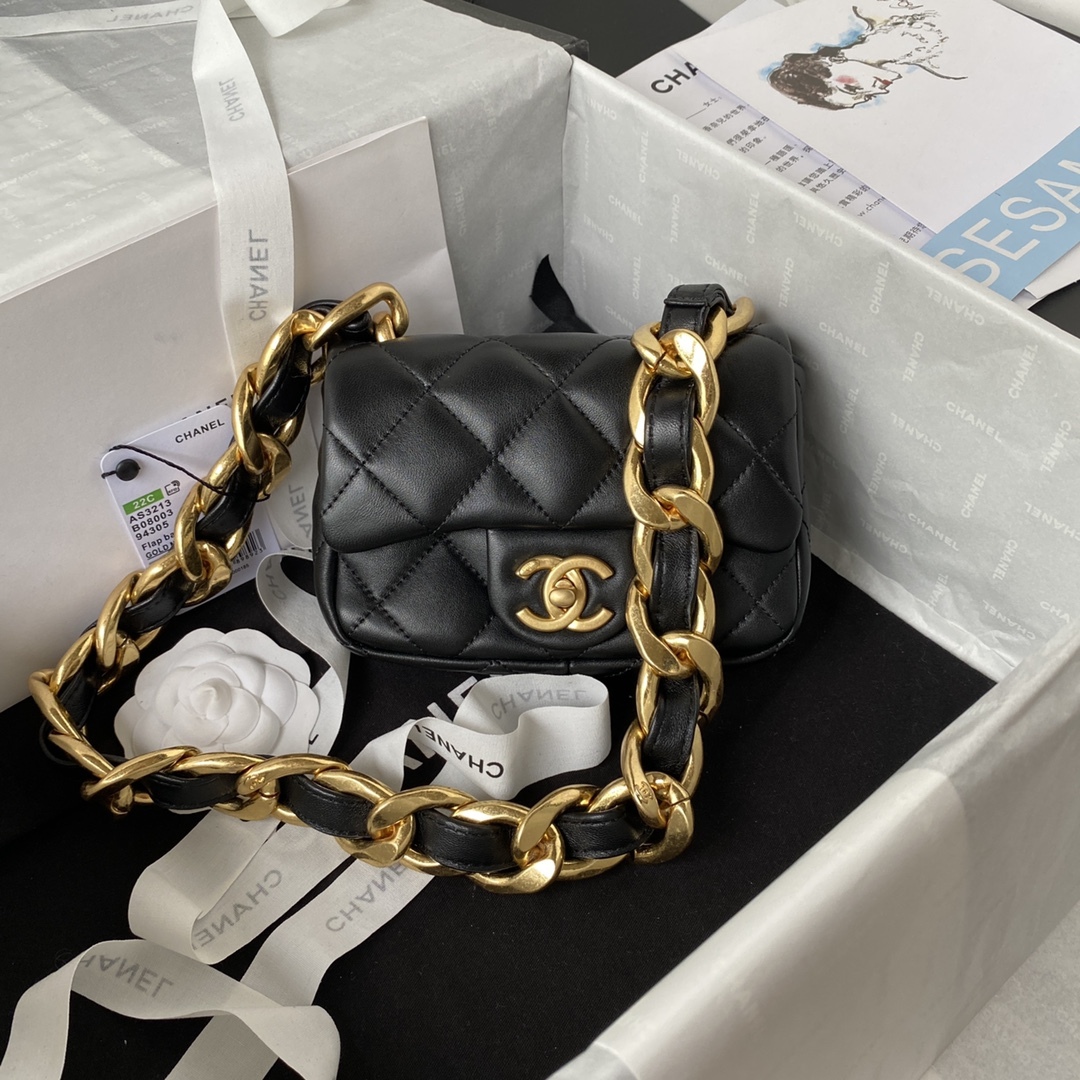 Chanel Mini Flap Bag Black For Women, Women’s Bags Shoulder And Crossbody Bags 6.6in/17cm