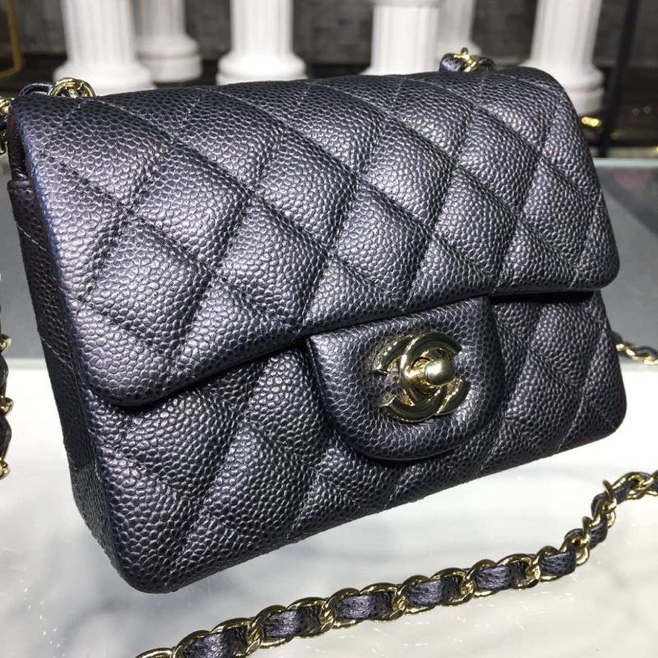 Chanel Mini Flap Bag Caviar Black For Women, Women’s Bags, Shoulder And Crossbody Bags 6.7in/17cm