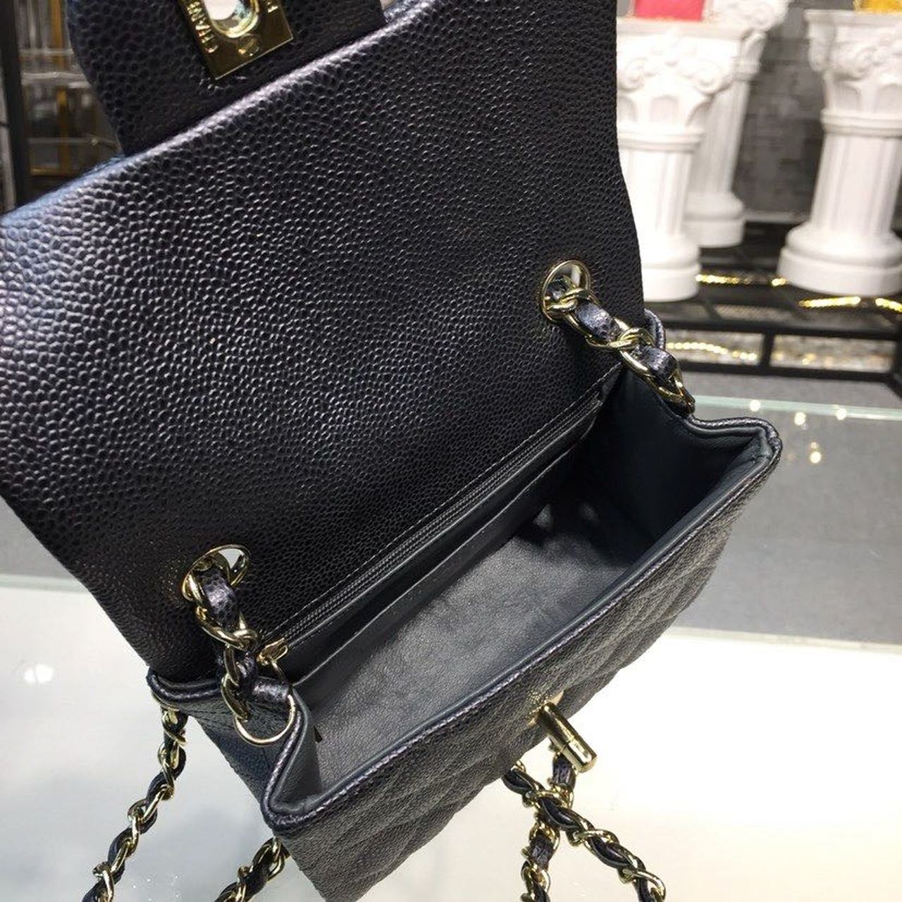 Chanel Mini Flap Bag Caviar Black For Women, Women’s Bags, Shoulder And Crossbody Bags 6.7in/17cm