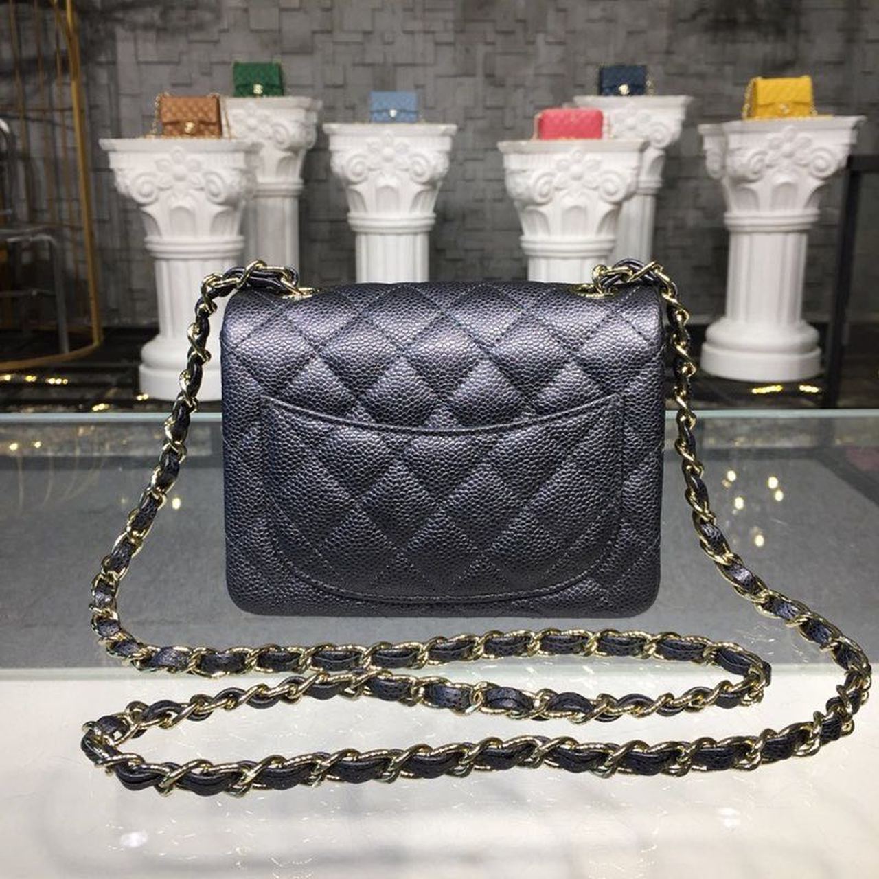 Chanel Mini Flap Bag Caviar Black For Women, Women’s Bags, Shoulder And Crossbody Bags 6.7in/17cm