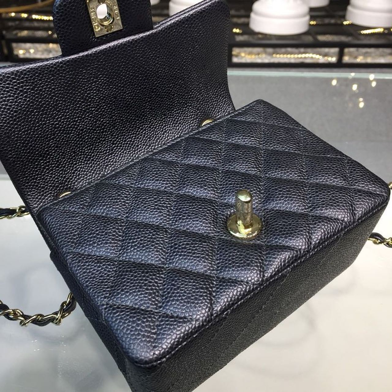 Chanel Mini Flap Bag Caviar Black For Women, Women’s Bags, Shoulder And Crossbody Bags 6.7in/17cm