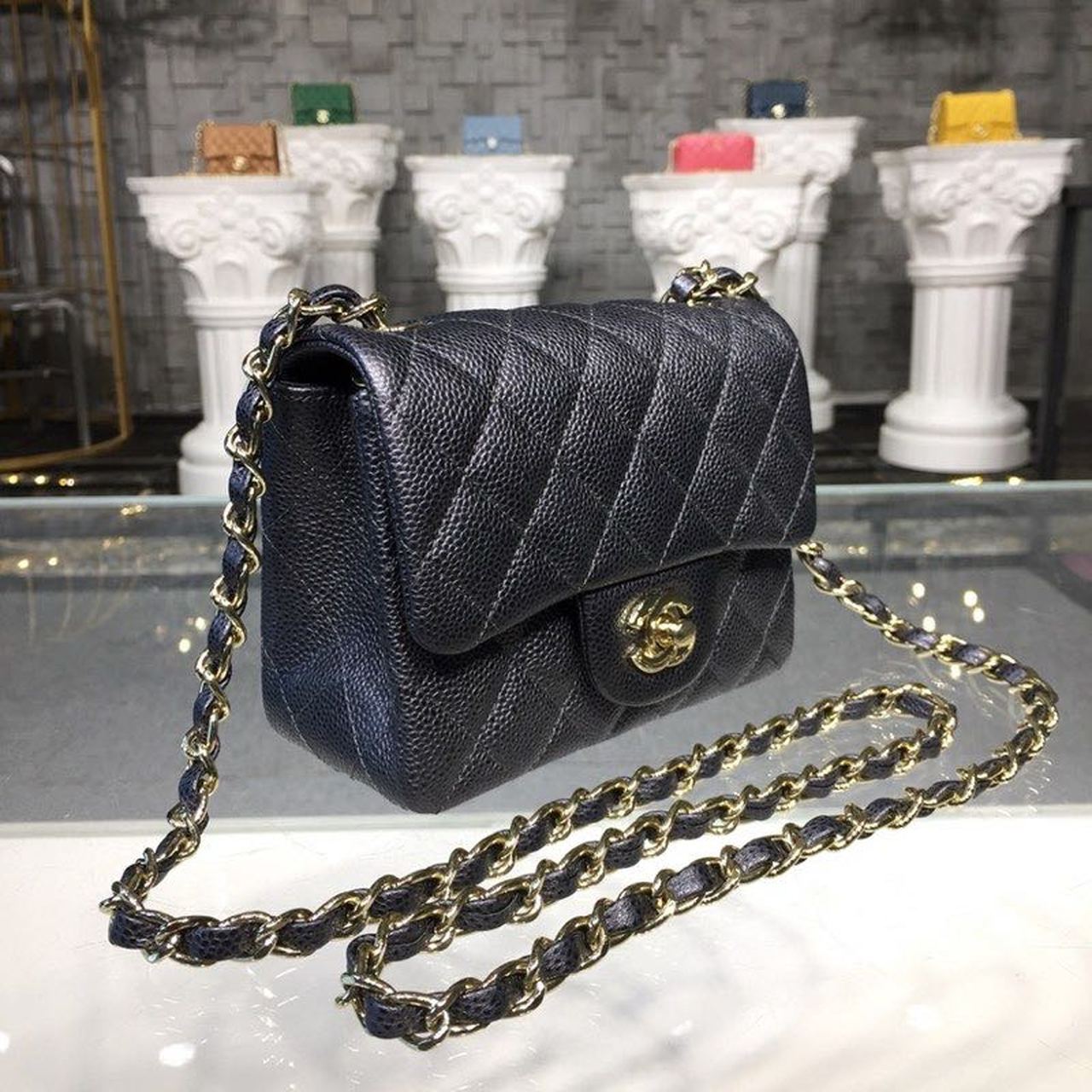 Chanel Mini Flap Bag Caviar Black For Women, Women’s Bags, Shoulder And Crossbody Bags 6.7in/17cm