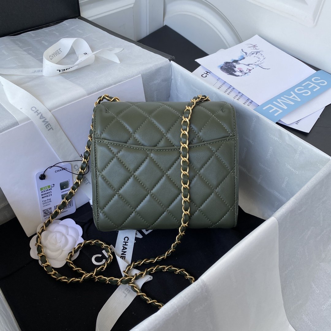 Chanel Mini Flap Bag Dark Green For Women, Women’s Bags 6.7in/17cm