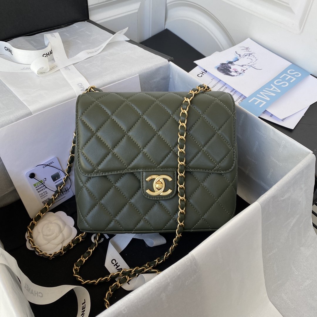 Chanel Mini Flap Bag Dark Green For Women, Women’s Bags 6.7in/17cm