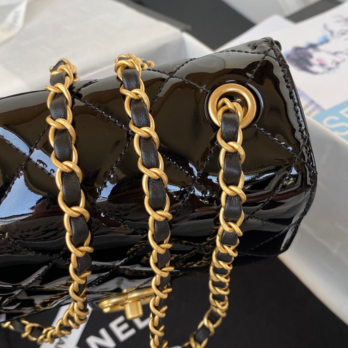 Chanel Mini Flap Bag Light Black For Women, Women’s Bags 6.7in/17cm AS3648 94305