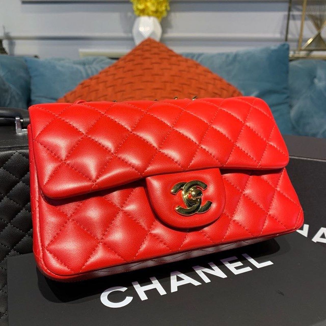 Chanel Mini Flap Bag Red For Women, Women’s Bags, Women’s Bag, Shoulder And Crossbody 7.8in/20cm