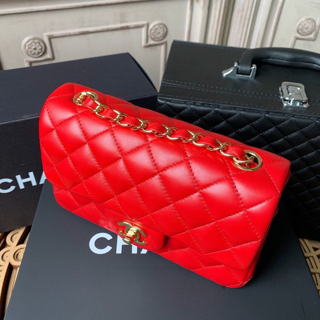 Chanel Mini Flap Bag Red For Women, Women’s Bags, Women’s Bag, Shoulder And Crossbody 7.8in/20cm