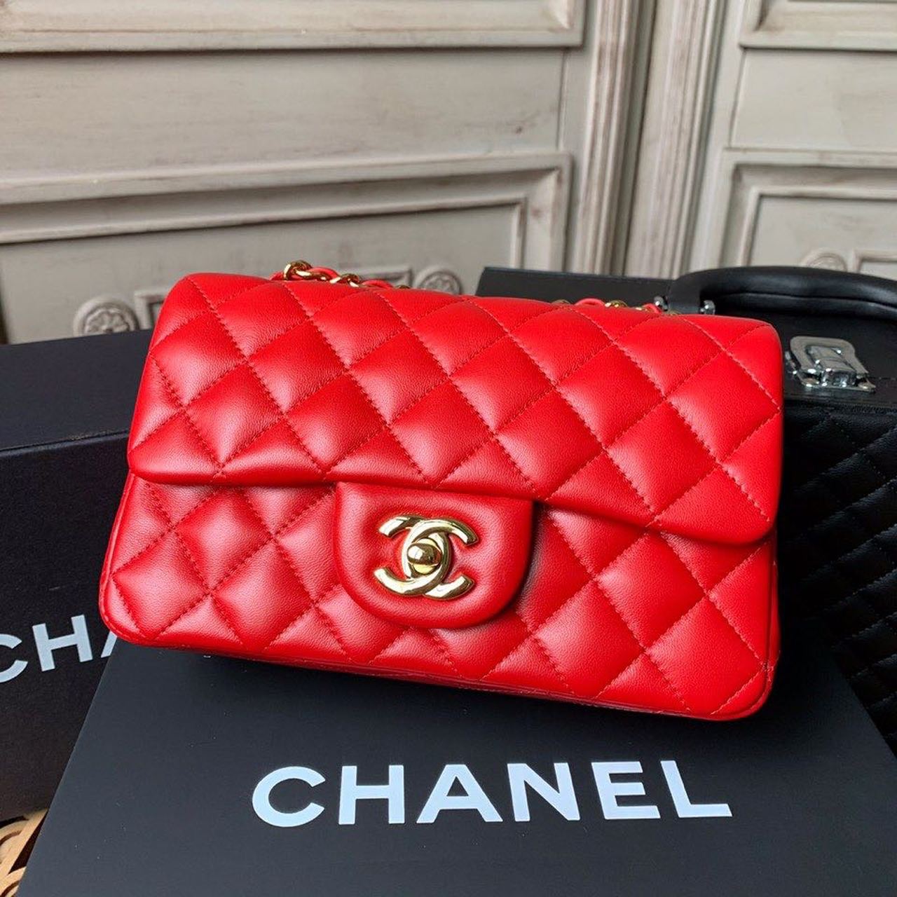 Chanel Mini Flap Bag Red For Women, Women’s Bags, Women’s Bag, Shoulder And Crossbody 7.8in/20cm