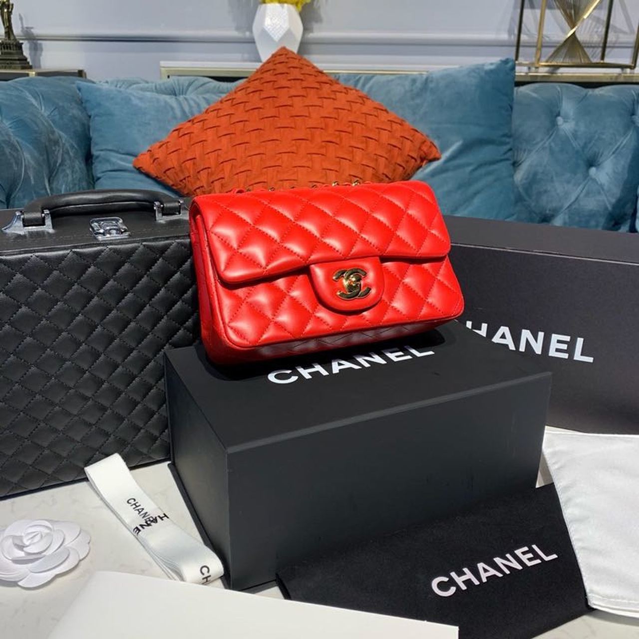 Chanel Mini Flap Bag Red For Women, Women’s Bags, Women’s Bag, Shoulder And Crossbody 7.8in/20cm
