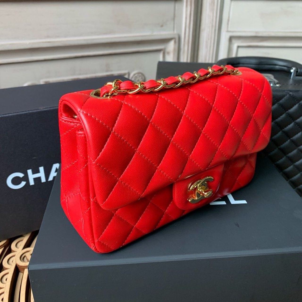 Chanel Mini Flap Bag Red For Women, Women’s Bags, Women’s Bag, Shoulder And Crossbody 7.8in/20cm