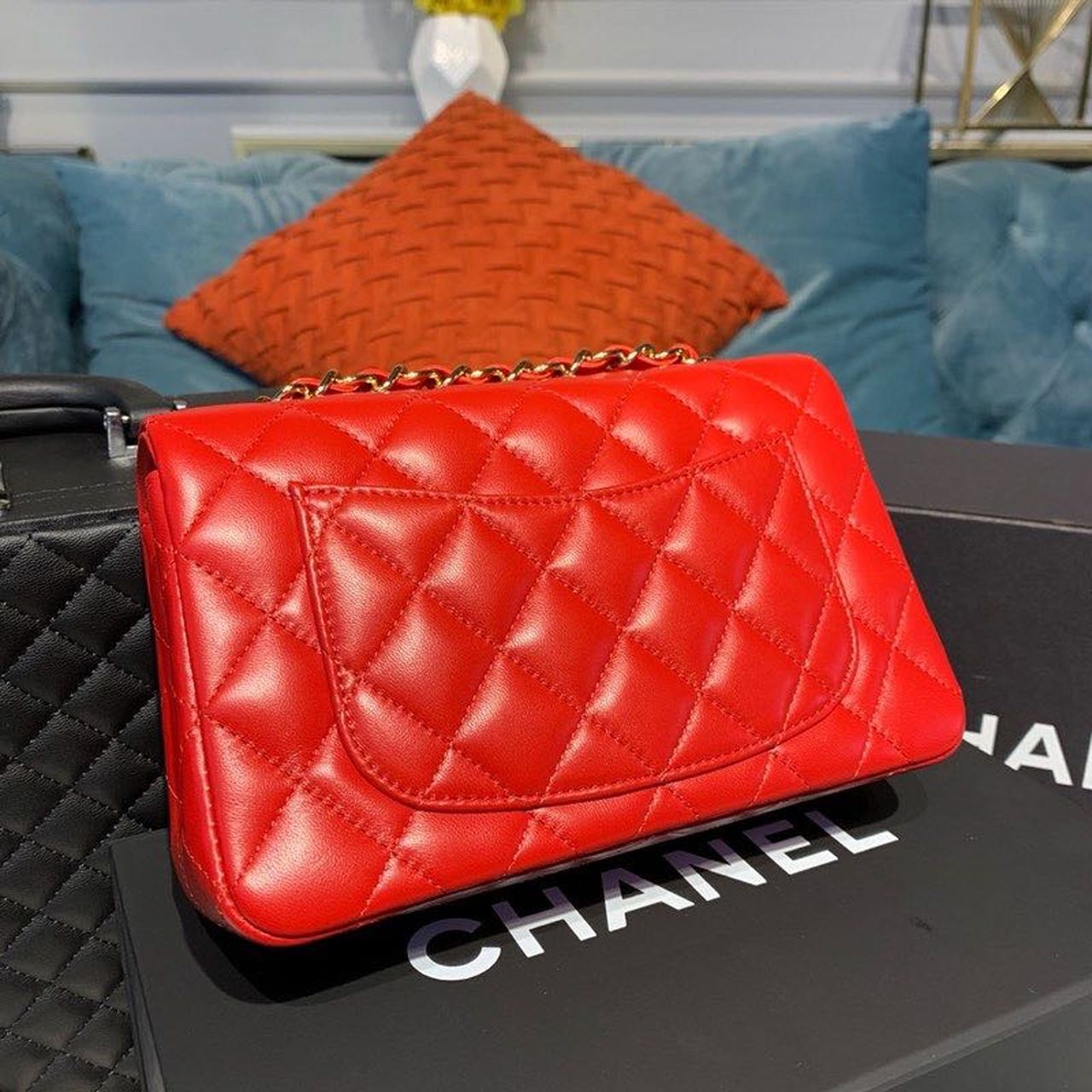 Chanel Mini Flap Bag Red For Women, Women’s Bags, Women’s Bag, Shoulder And Crossbody 7.8in/20cm