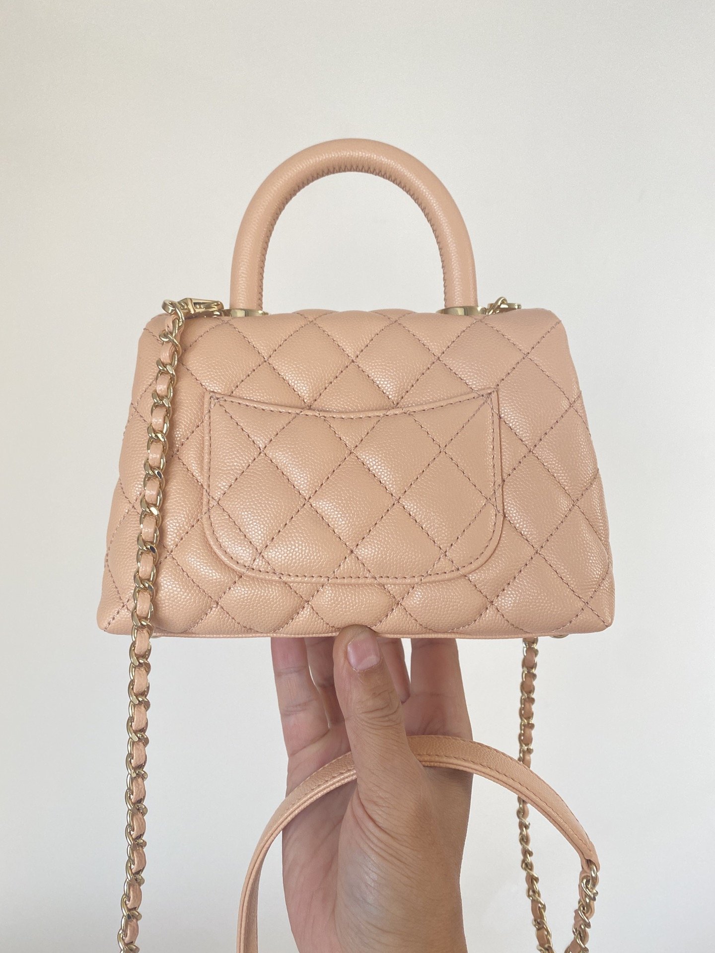 Chanel Mini Flap Bag Top Handle Light Brown For Women 7.5in/19cm