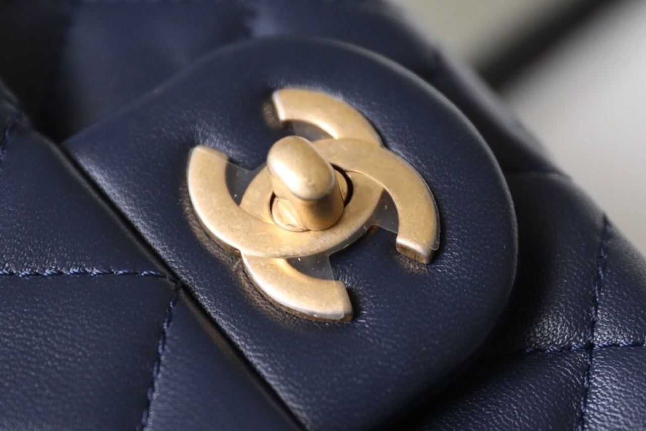 Chanel Mini Flap Bag With CC Ball On Strap Navy Blue For Women, Women’s Handbags, Shoulder And Crossbody Bags 6.7in/17cm