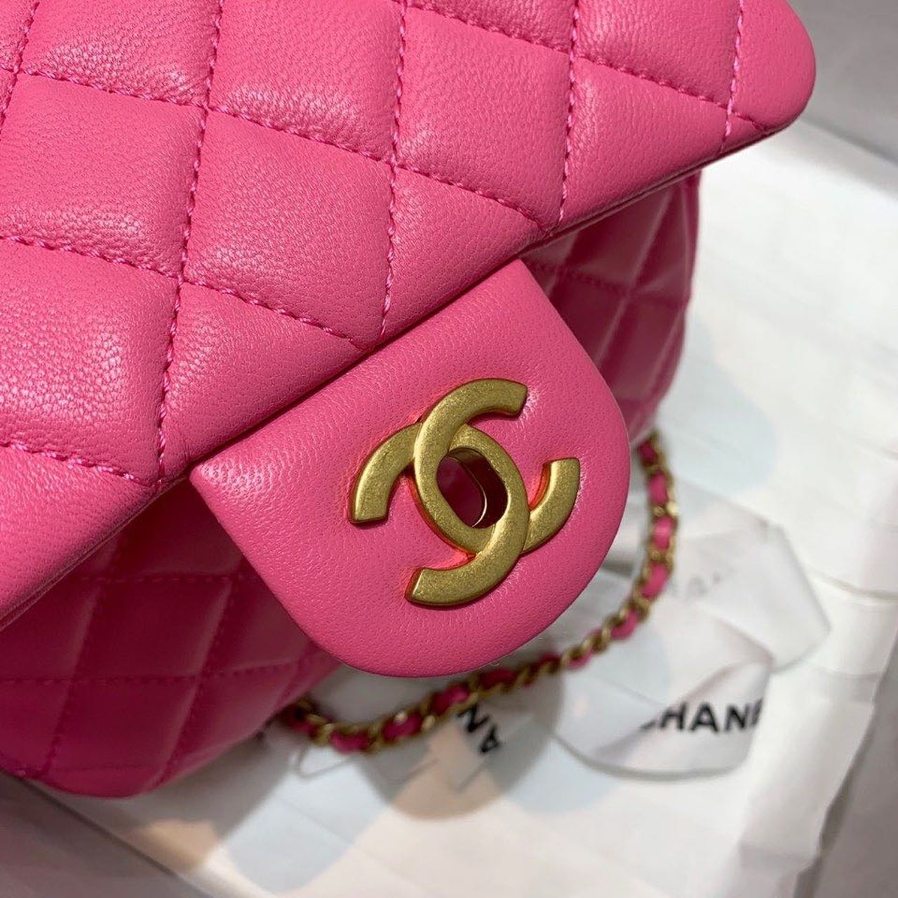 Chanel Mini Flap Bag With CC Ball On Strap Pink For Women, Women’s Handbags, Shoulder And Crossbody Bags 6.7in/17cm