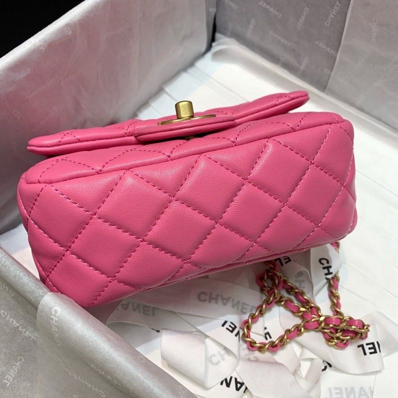 Chanel Mini Flap Bag With CC Ball On Strap Pink For Women, Women’s Handbags, Shoulder And Crossbody Bags 6.7in/17cm