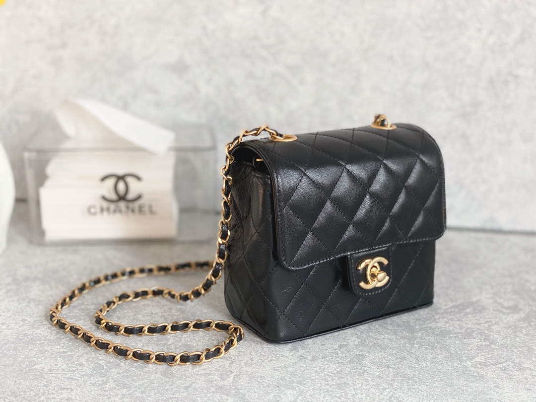 Chanel Mini Flap Bag With Handle Black For Women 6.6 in / 17 cm