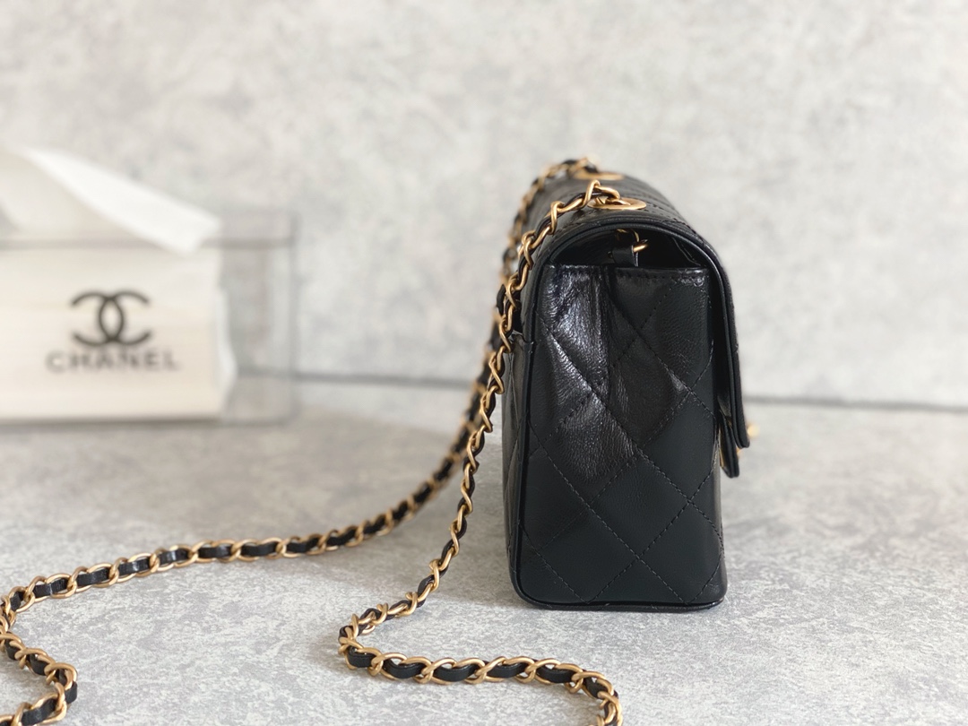 Chanel Mini Flap Bag With Handle Black For Women 6.6 in / 17 cm