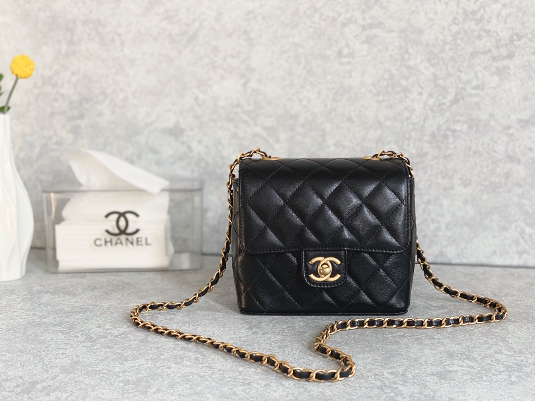 Chanel Mini Flap Bag With Handle Black For Women 6.6 in / 17 cm