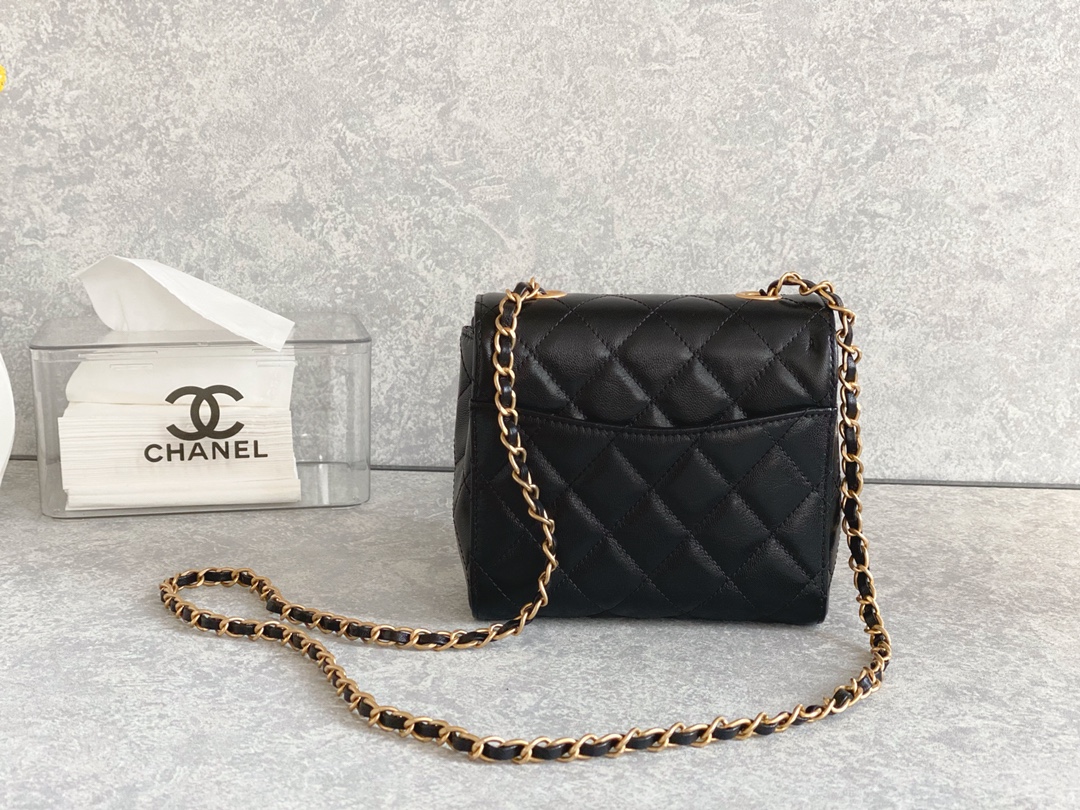Chanel Mini Flap Bag With Handle Black For Women 6.6 in / 17 cm
