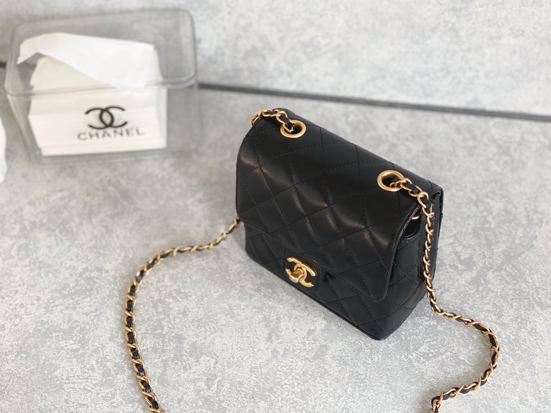 Chanel Mini Flap Bag With Handle Black For Women 6.6 in / 17 cm
