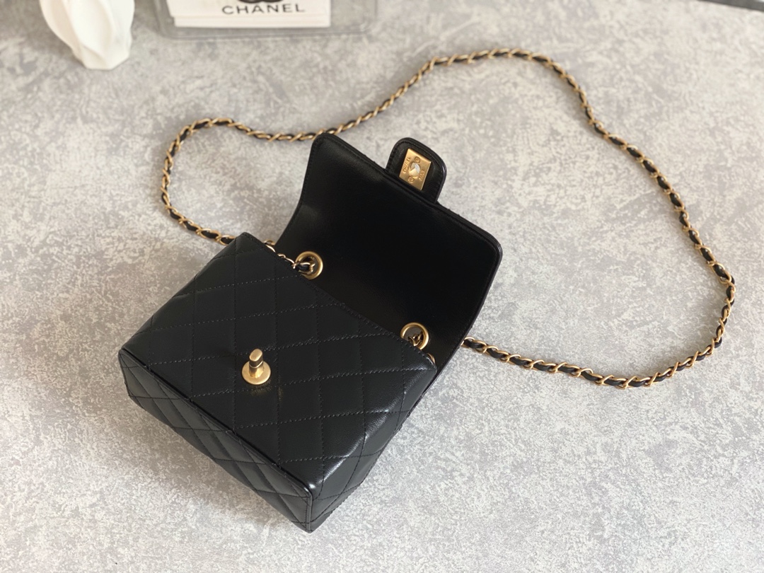 Chanel Mini Flap Bag With Handle Black For Women 6.6 in / 17 cm