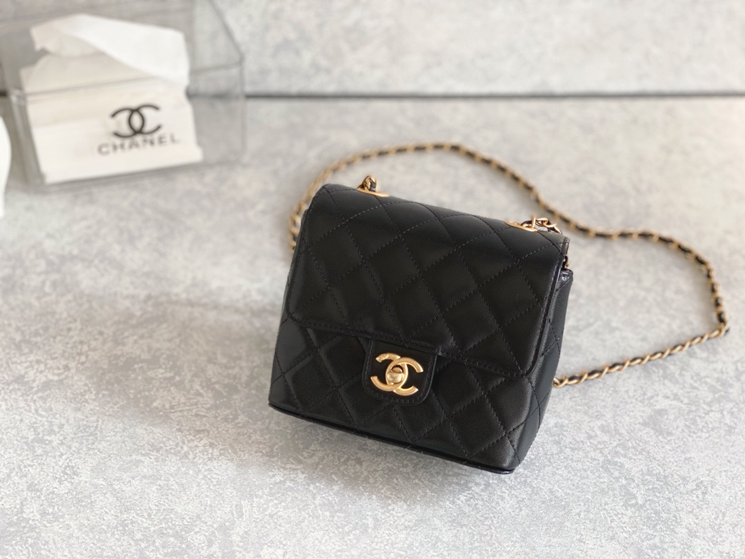 Chanel Mini Flap Bag With Handle Black For Women 6.6 in / 17 cm