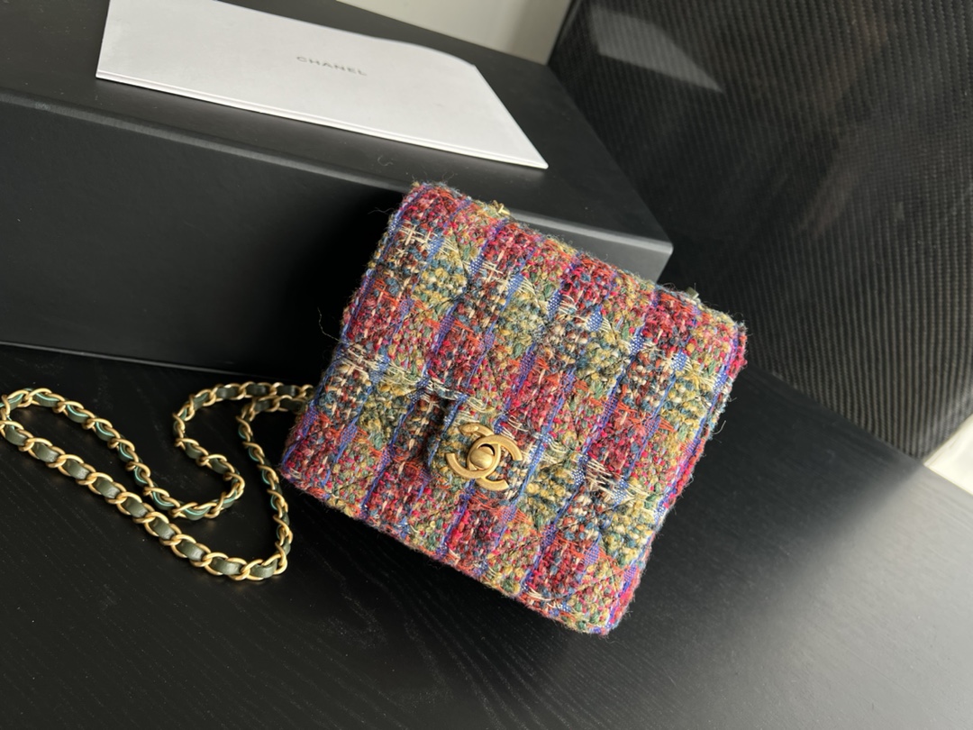 Chanel Mini Flap Bag With Handle Multicorlor/ White For Women 6.6 in / 17 cm AS3648 NK340