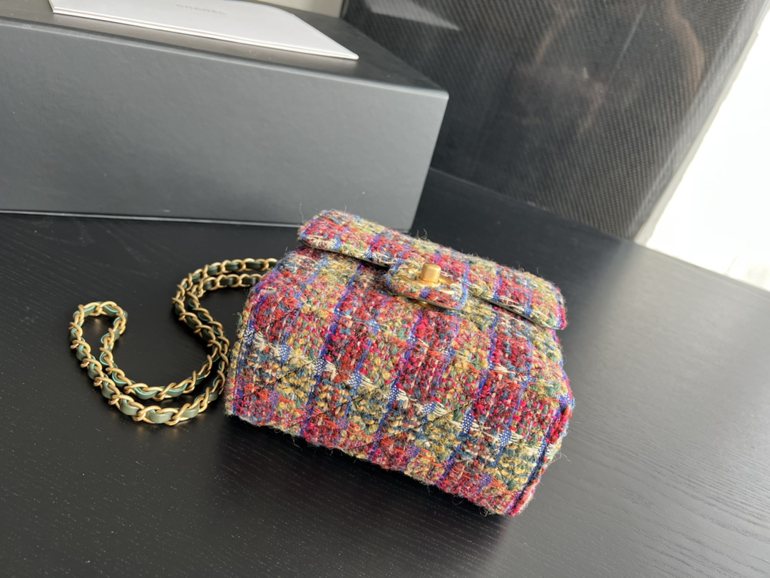 Chanel Mini Flap Bag With Handle Multicorlor/ White For Women 6.6 in / 17 cm AS3648 NK340